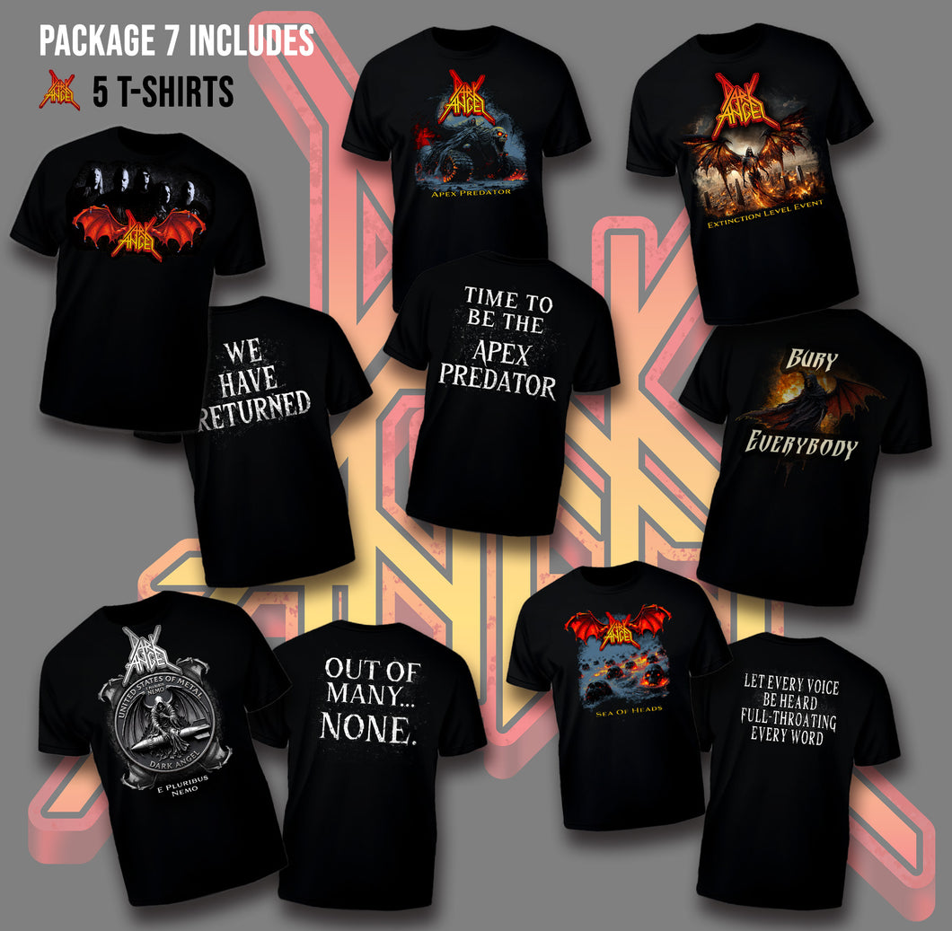 DARK ANGEL-PACKAGE 7 INCLUDES 5 NEW T-SHIRTS